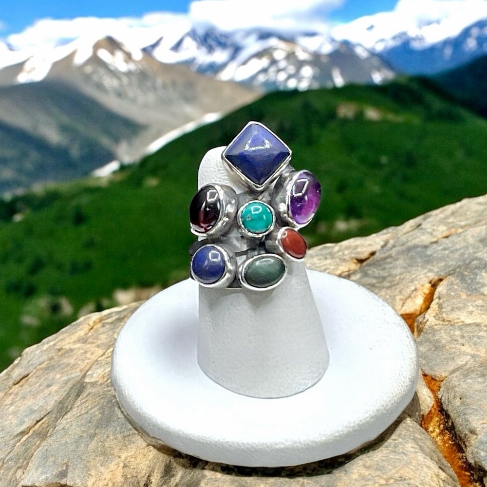🌺Vintage Nakai Sterling & Gemstone Ring - Picture 7 of 12
